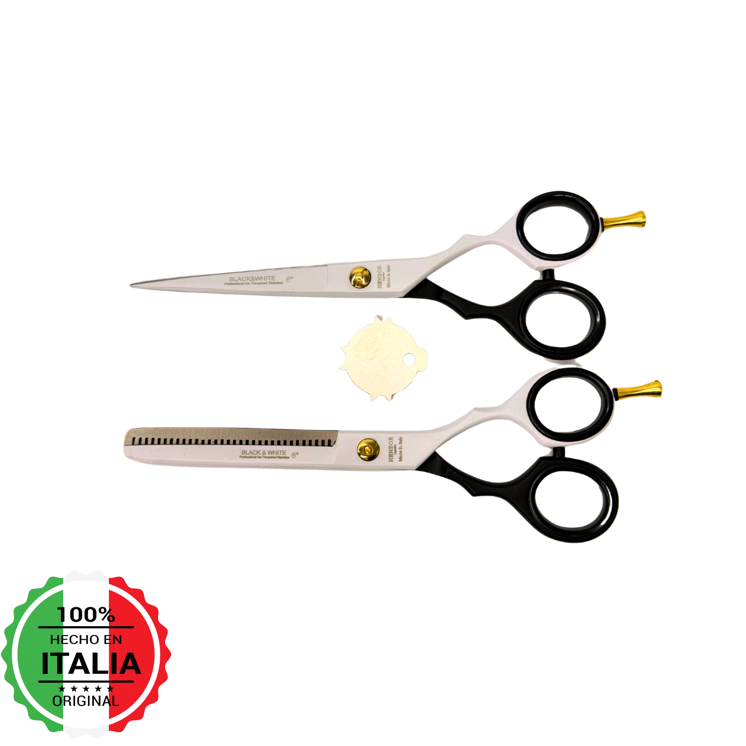 Kit Tijera Henbor 6 Microdentada Y Esculpidora Black White
