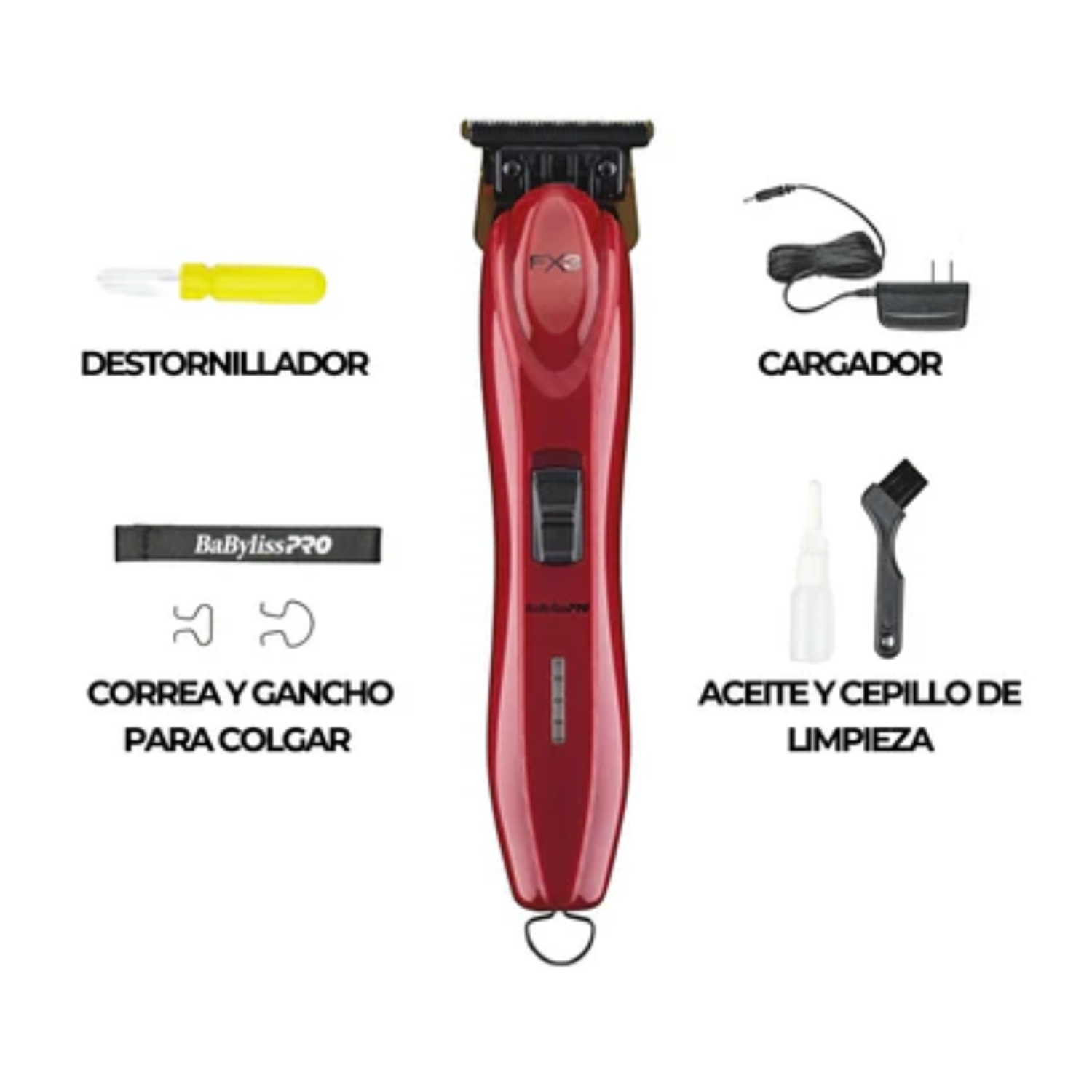 Combo BabylissPro FX3 Cortadora De Pelo+ Patillera FX3 Trimmer Rojo - siemprecompra