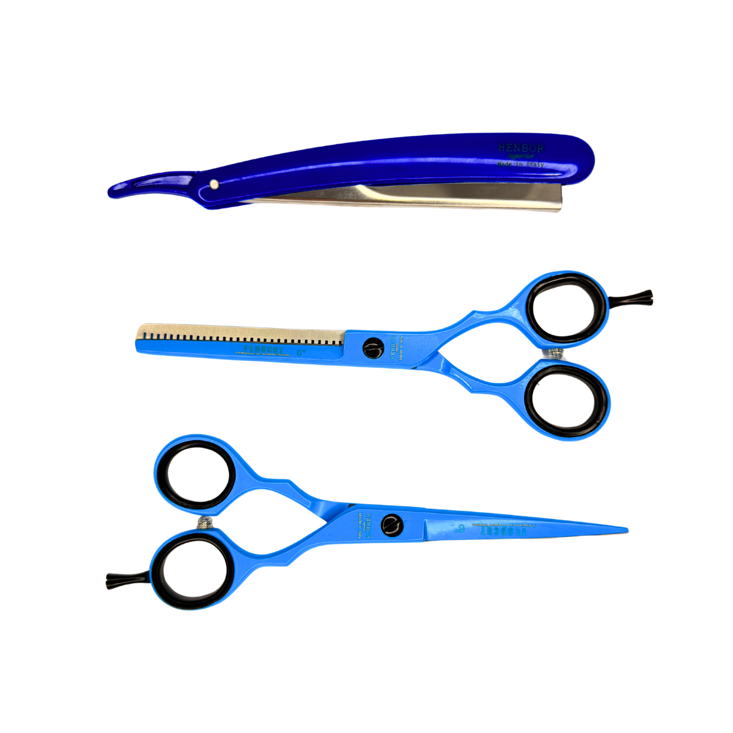 Kit Tijeras Peluquería Henbor 6 Microdentada Y Esculpidora Con Estuche