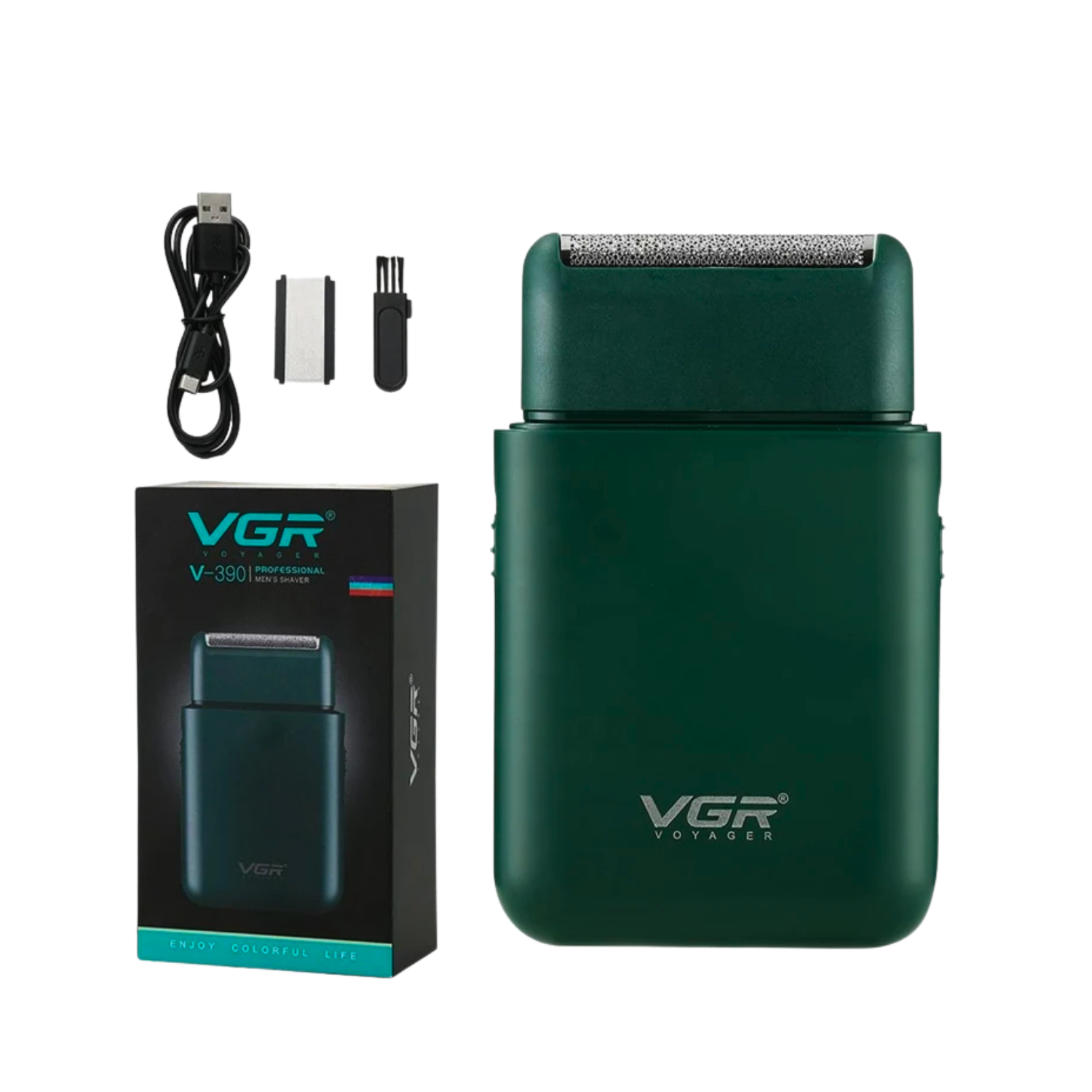 Afeitadora Mini VGR 390 Verde Trimmer De Viaje Recargable