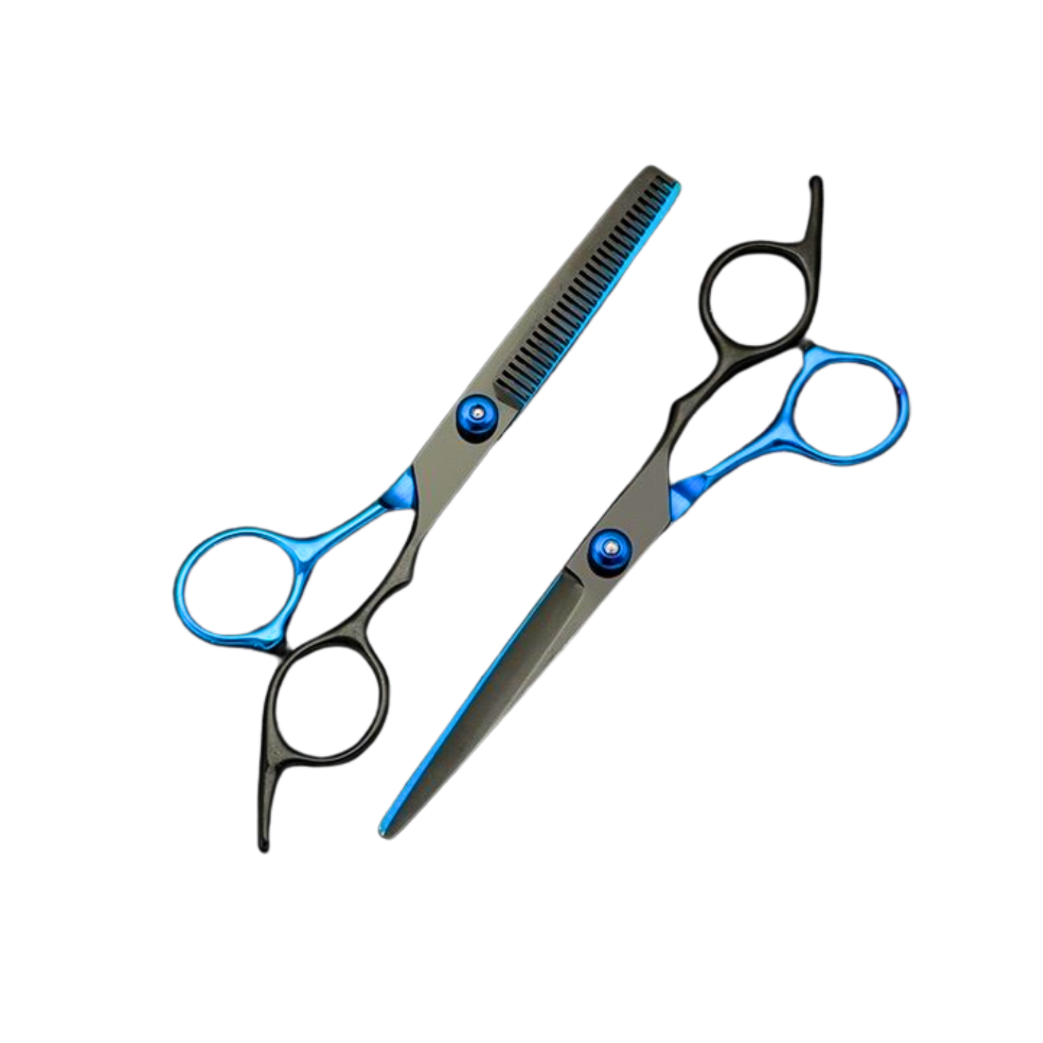 Set Tijeras Peluquería Para Corte De Cabello 6'' Azul/Negro - siemprecompra