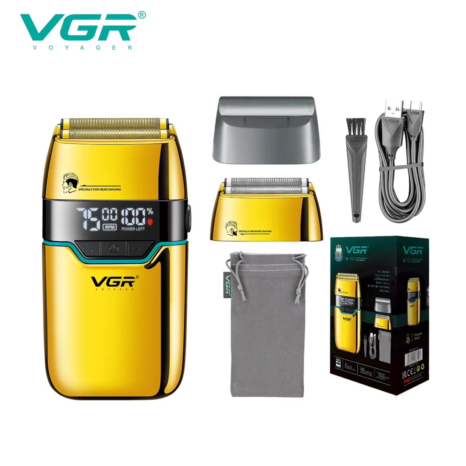 Afeitadora VGR V-350 Professional 9000 RPM Gold - siemprecompra