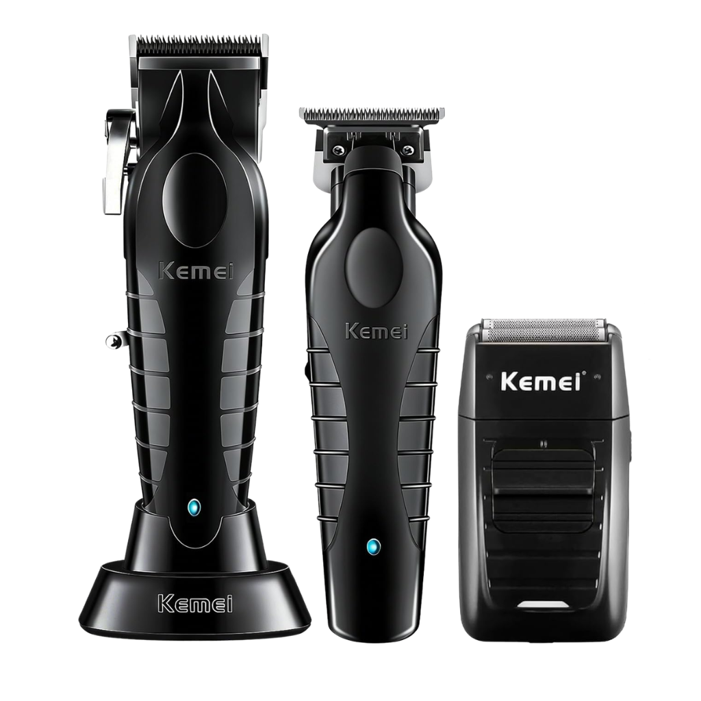 Kit Combo Cortadora de Pelo Profesional Kemei S9 KM-2296 + KM-2299 + KM-1102