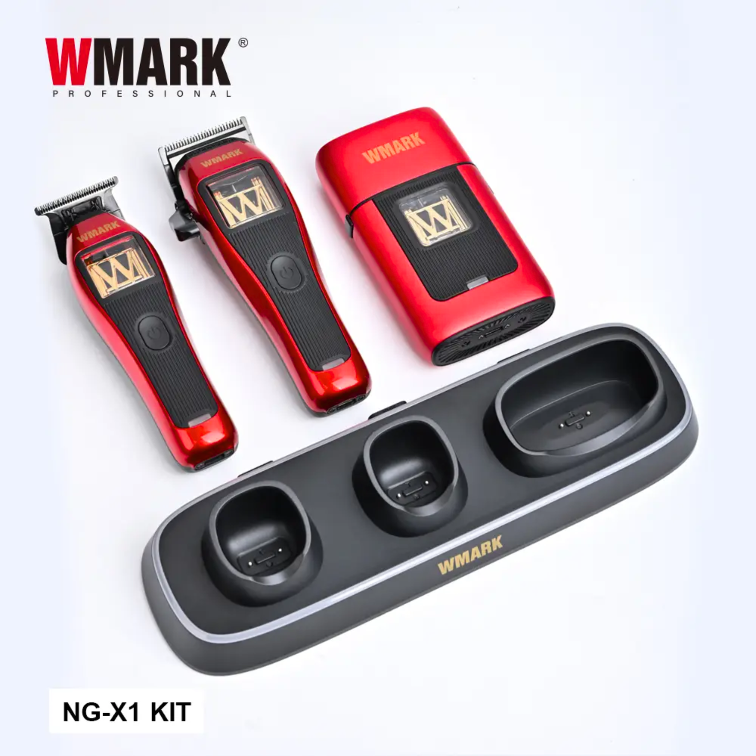 Combo Barbería Wmark NG-X1 Clipper Motor Vectorial Profesional Kit Completo