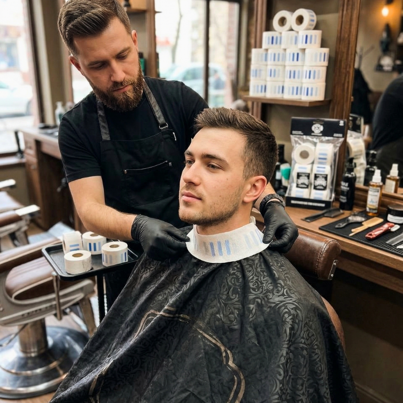 Pack 5 Rollos Papel Cuello Barbería Peluquería Blanco - 500 Tiras - siemprecompra