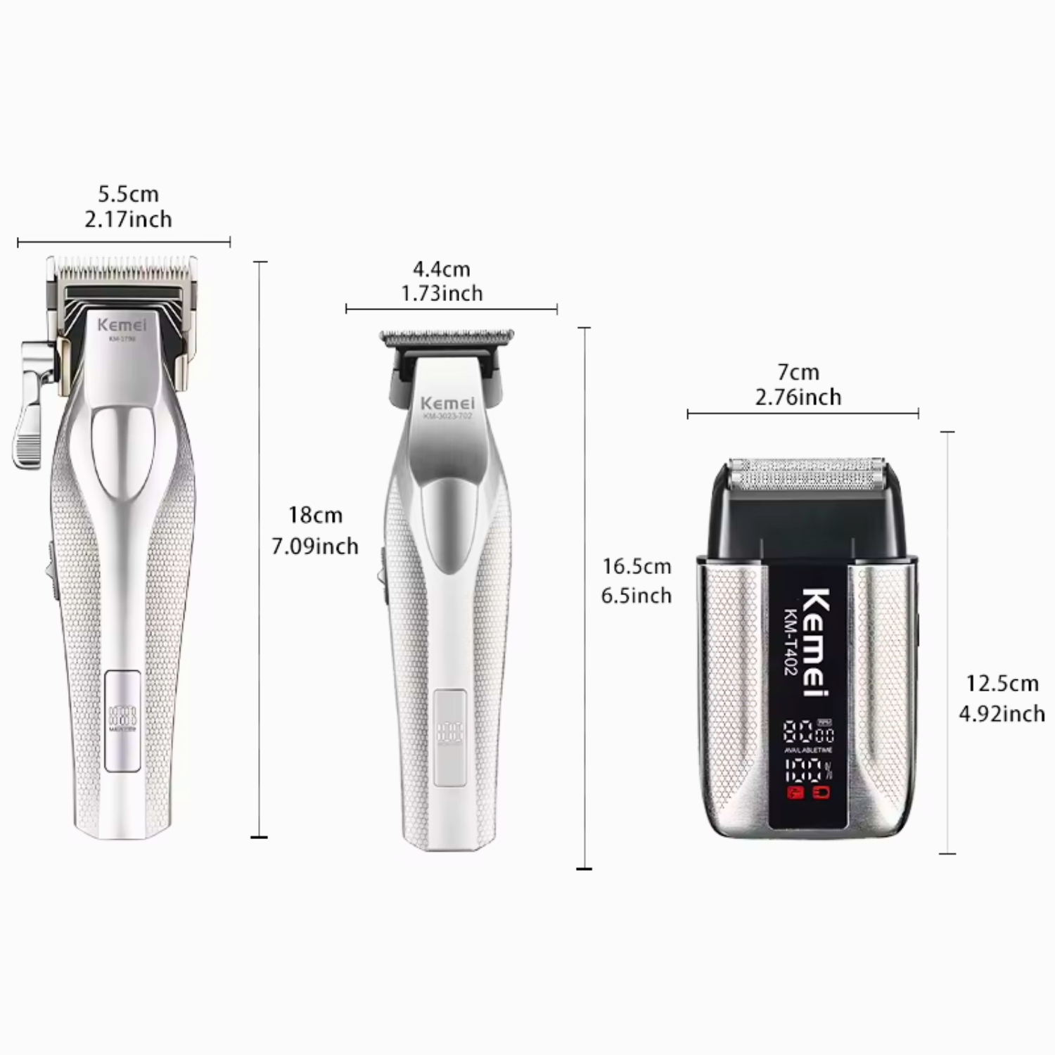 Combo Kemei S3: Cortadora, Trimmer y Afeitadora Profesional con Base de Carga - siemprecompra