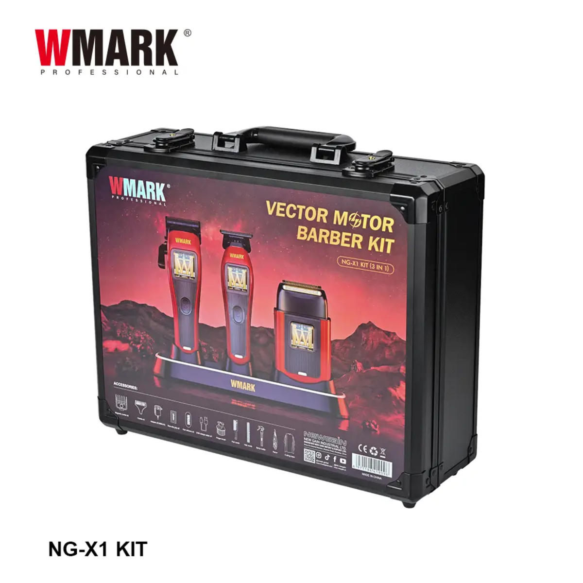 Combo Barbería Wmark NG-X1 Clipper Motor Vectorial Profesional Kit Completo