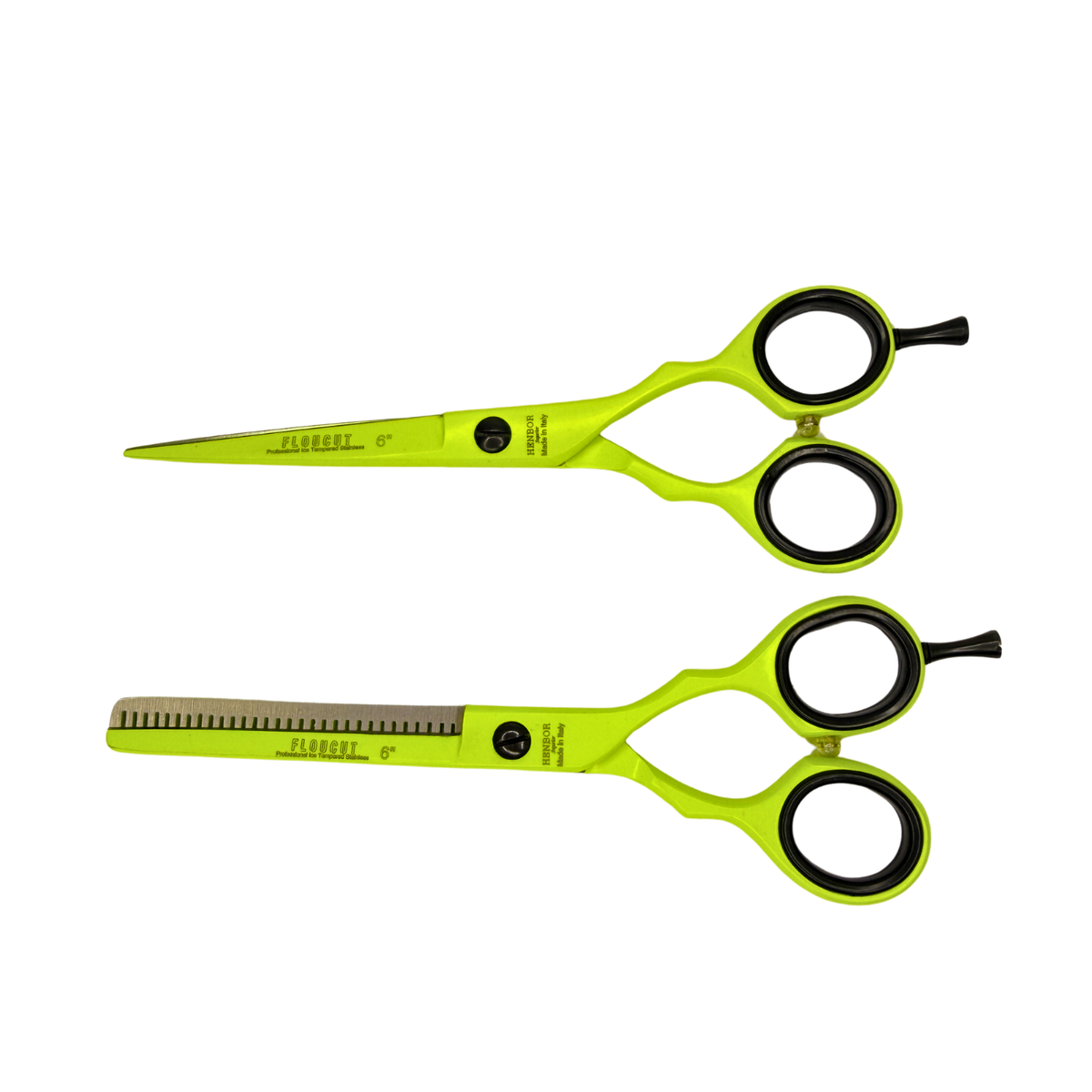 Set Tijeras Peluquería Henbor 6 Pulgadas Microdentada y Esculpidora Neón - siemprecompra