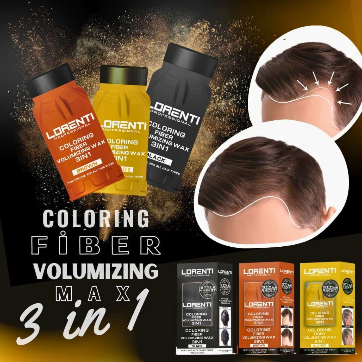 Lorenti Cera Fibrosa Keratina 3 en 1 Voluminizador Negro 30GR - siemprecompra