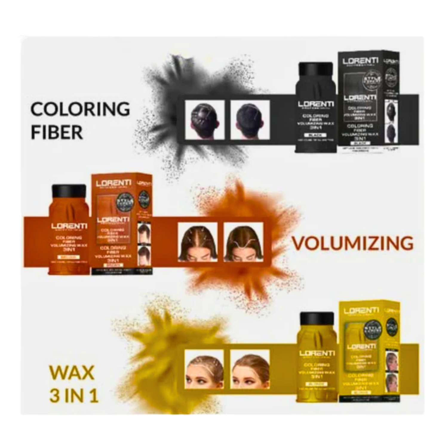 Lorenti Cera Fibrosa Keratina 3 en 1 Voluminizador Negro 30GR - siemprecompra