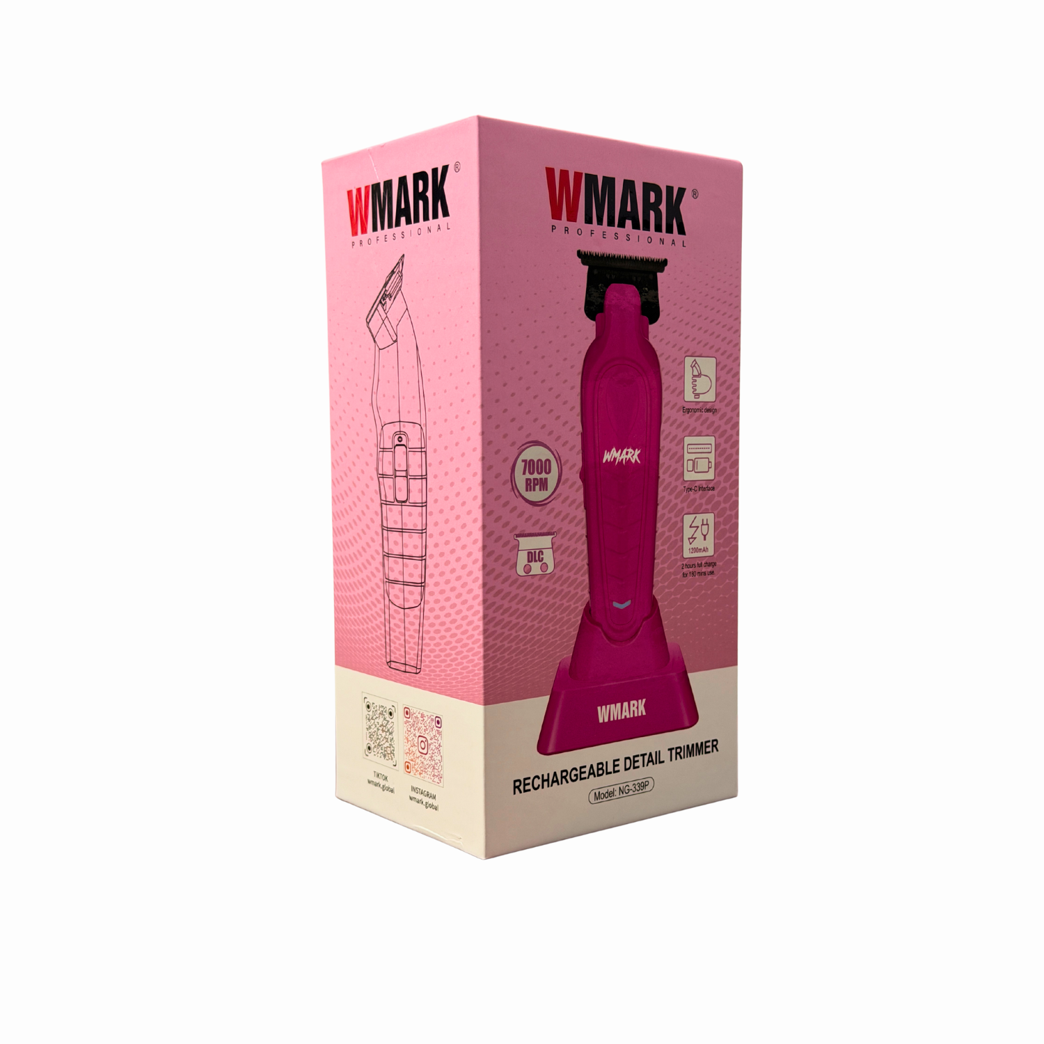 Wmark Maquina Patillera Trimmer Rosa Pink Ng339