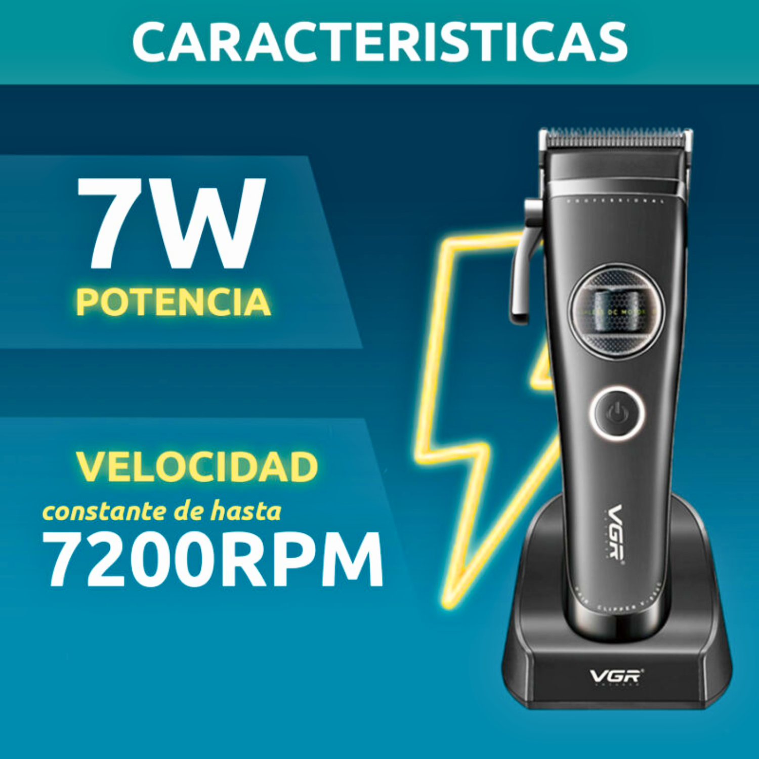 VGR V-880C Maquina Cortapelo Profesional 7200RPM Negro