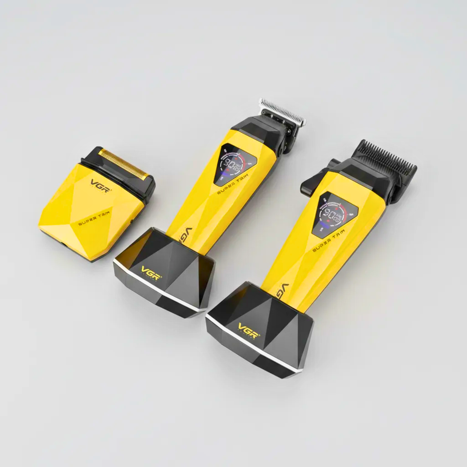 Combo Barbería Profesional Vgr V-877 S3 Diamante 9000rpm Dorado - siemprecompra