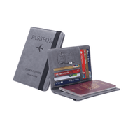 Porta Pasaporte Documentos Funda Protectora Viaje Con Rfid Gris - siemprecompra