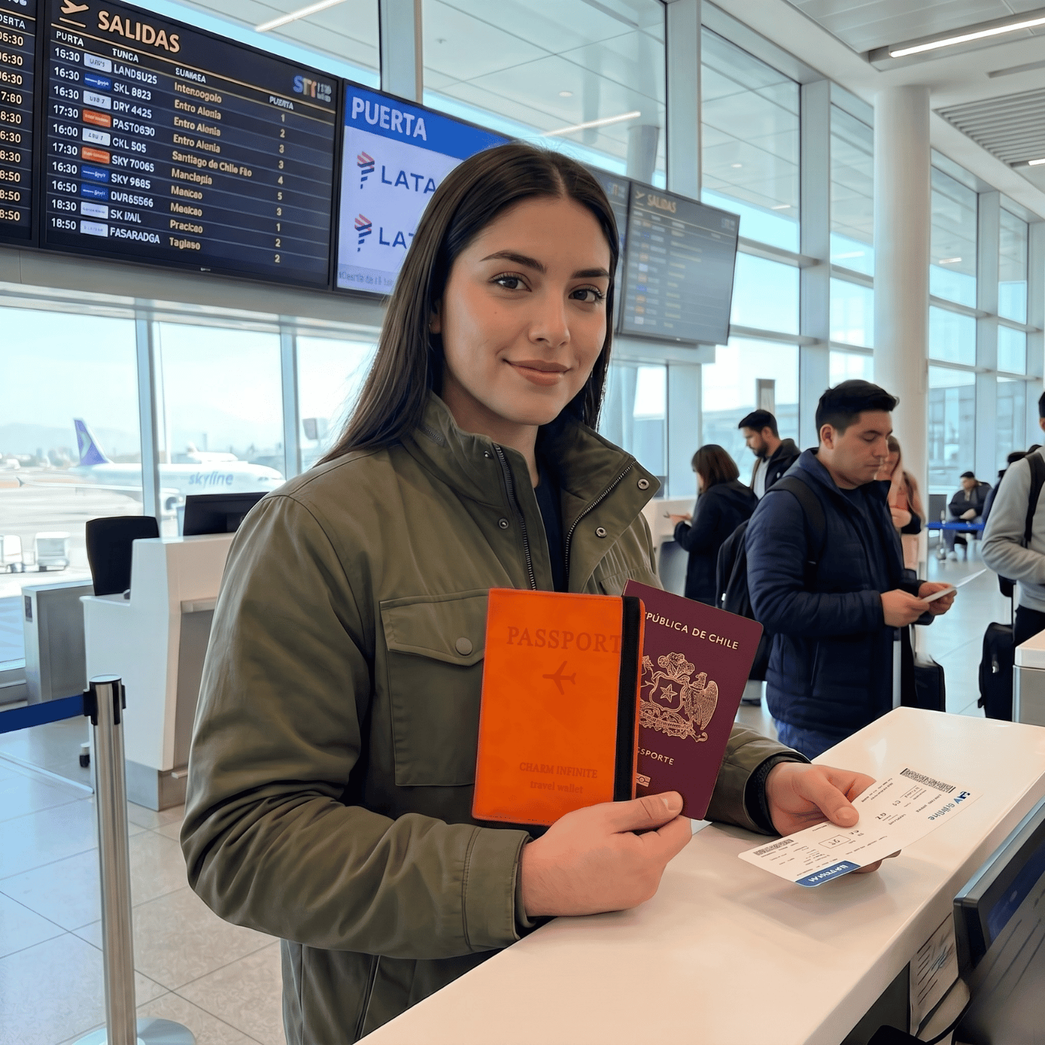 Porta Pasaporte Documentos Funda Protectora Viaje Con Rfid Naranja - siemprecompra
