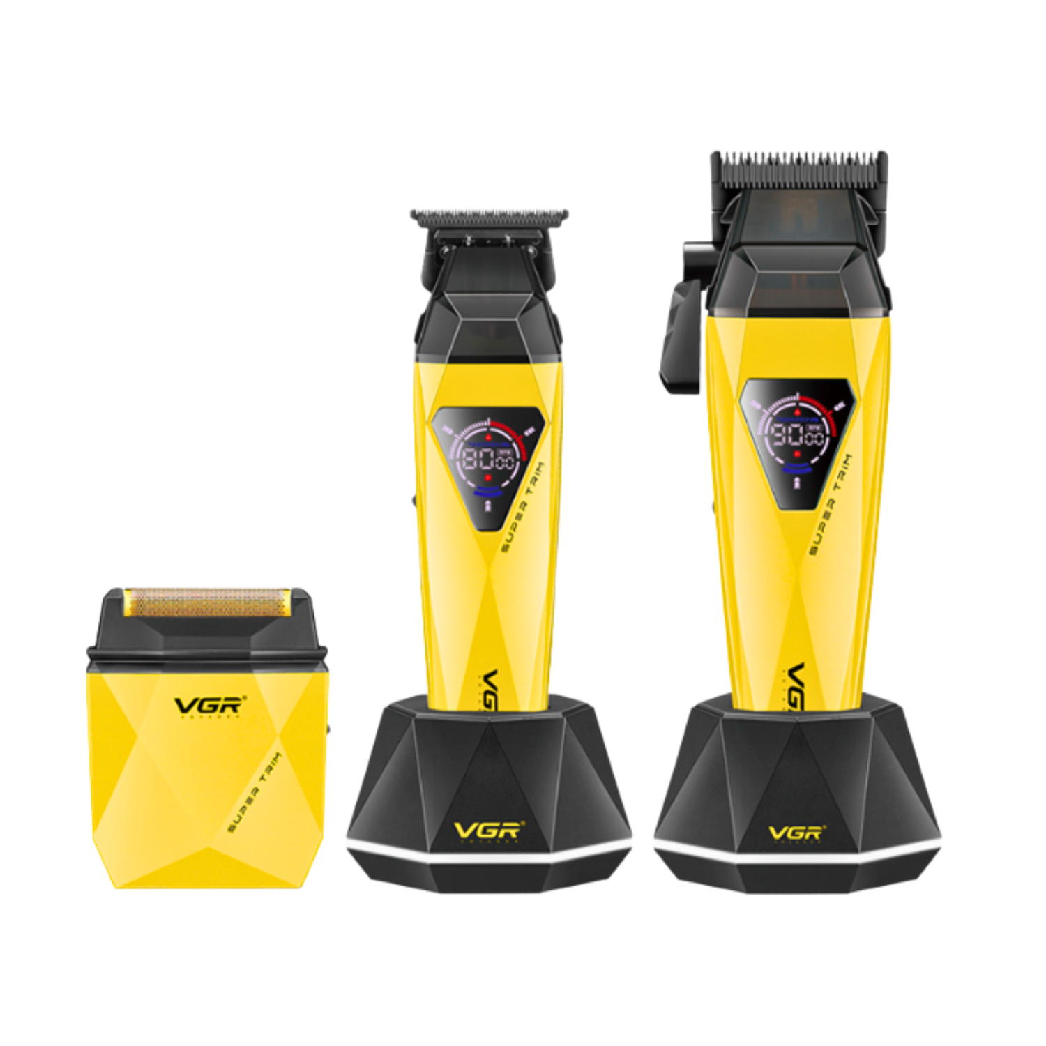 Combo Barbería Profesional Vgr V-877 S3 Diamante 9000rpm Dorado - siemprecompra