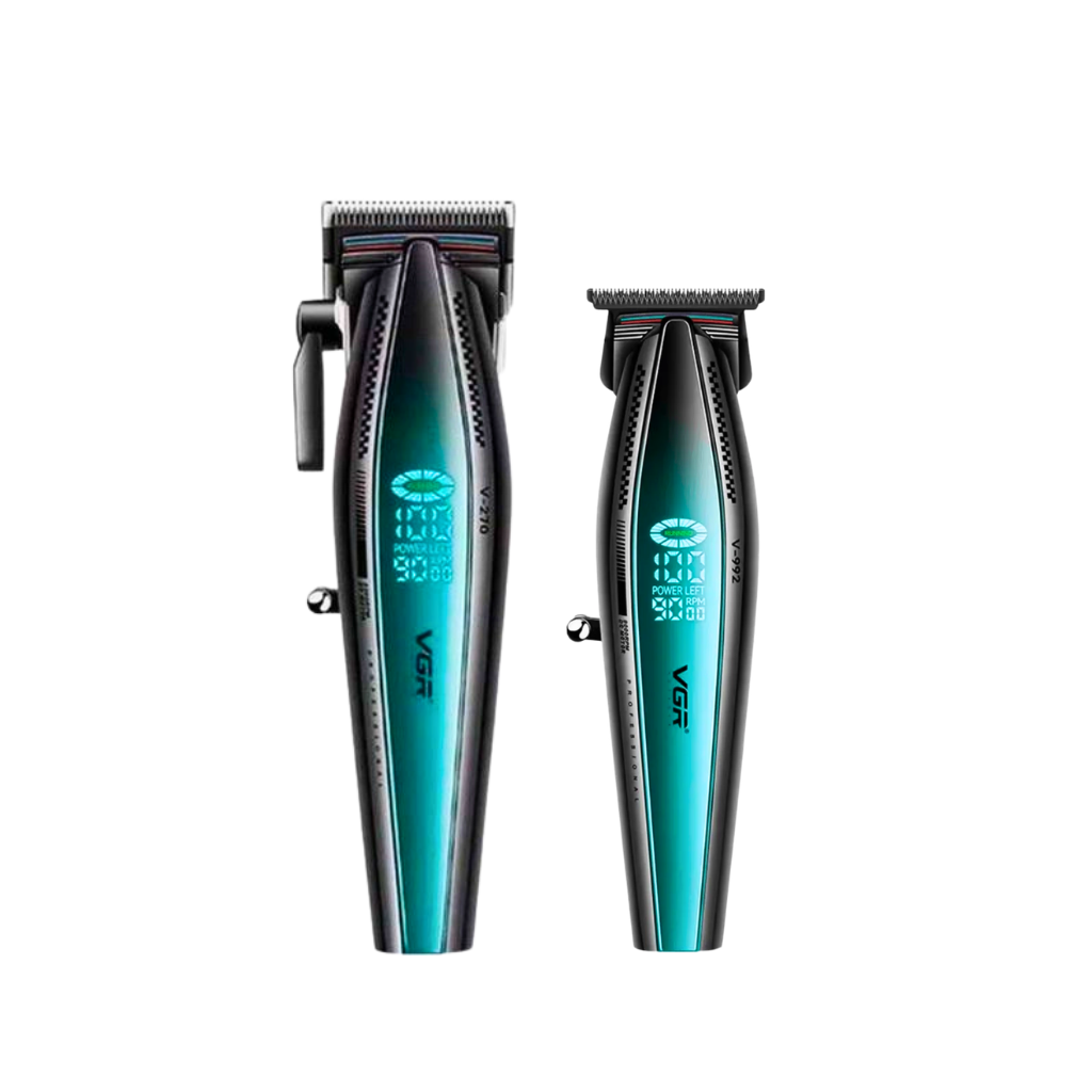 Combo Barbería Profesional Vgr V-270 + Trimmer V-992 Azul 9000 Rpm