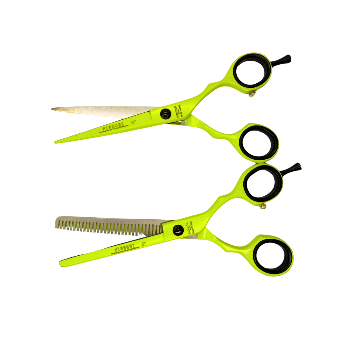 Set Tijeras Peluquería Henbor 6 Pulgadas Microdentada y Esculpidora Neón - siemprecompra
