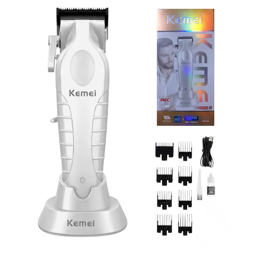 Maquina CortaPelo  Kemei 2296 Inalambrica Blanca
