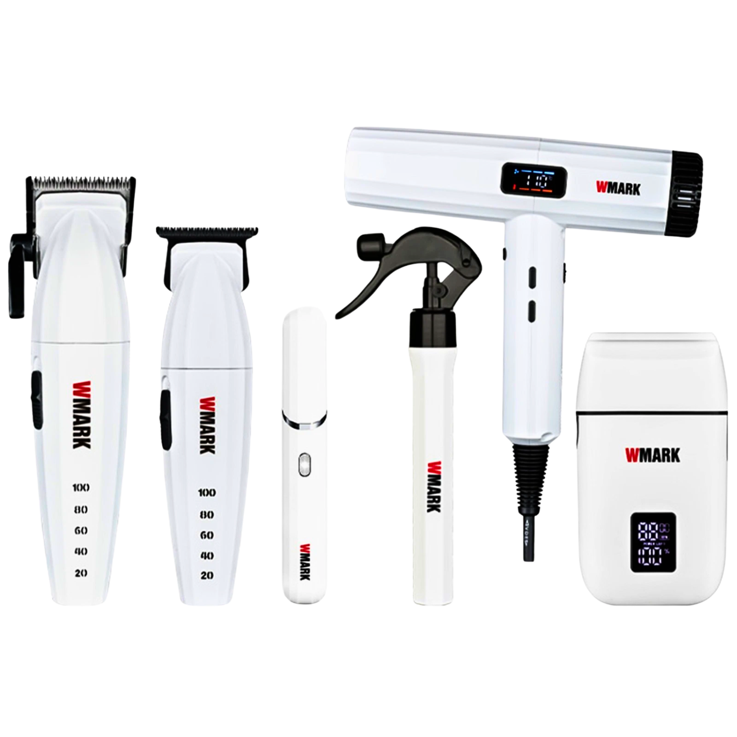 Wmark NG-8635 Kit Profesional 6 en 1 – Afeitadora, Cortapelos y Secador Blanco - siemprecompra