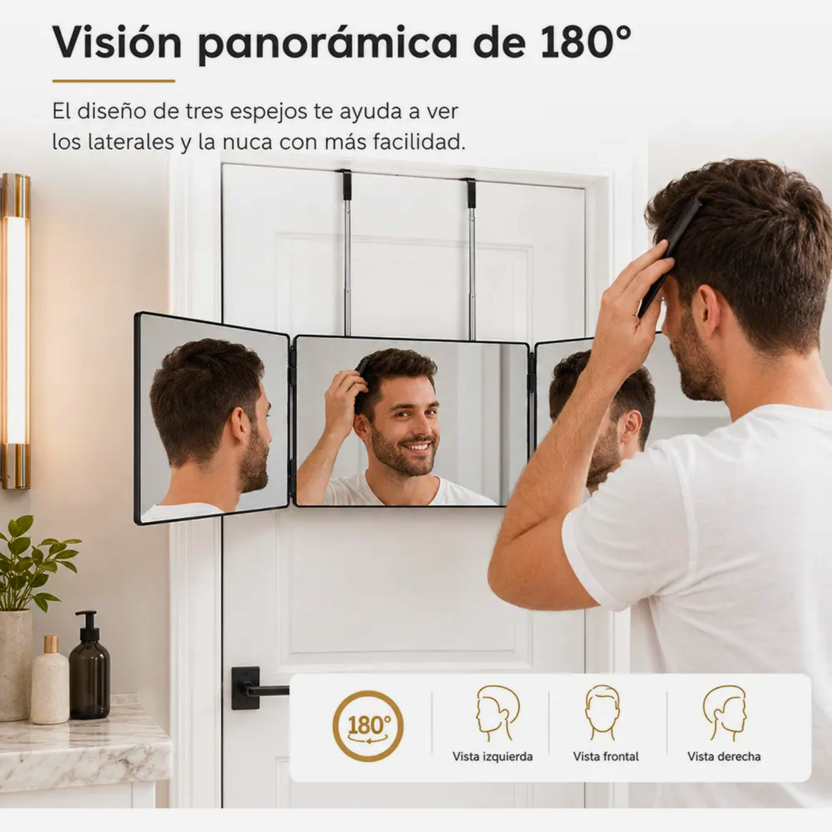 Espejo Triple Para Auto Corte Barberia Peluqueria