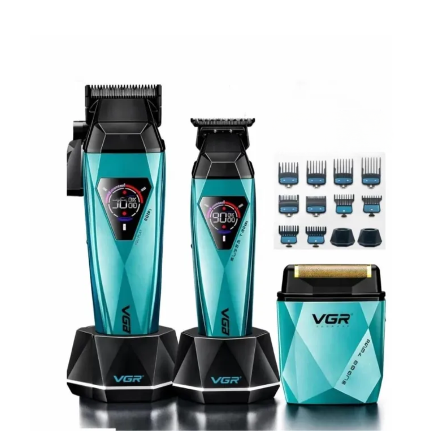 Combo Barbería Profesional Vgr V-877 S3 Diamante 9000rpm - siemprecompra