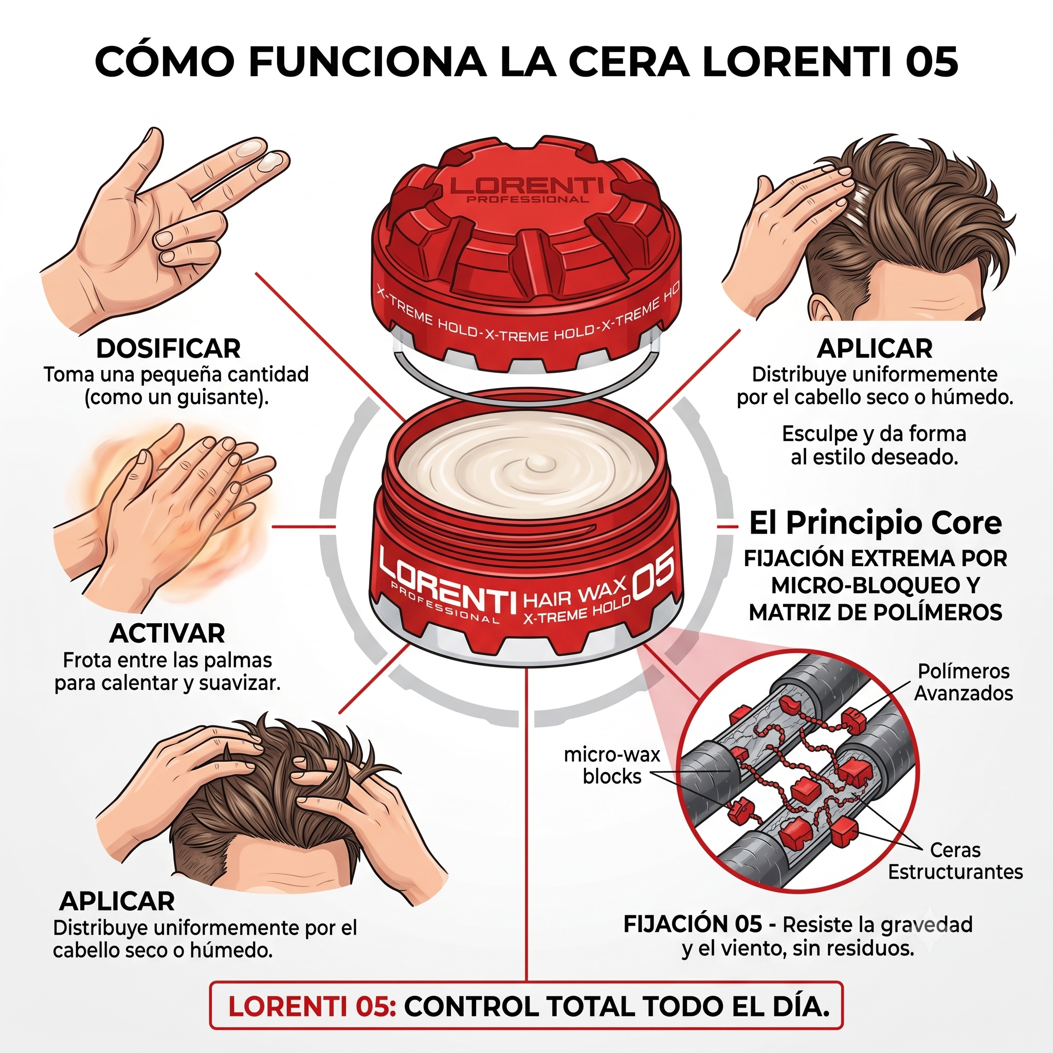 Lorenti Cera para Cabello 05 Fijacion Extrema 150ML