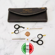 Kit Tijera Henbor 6 Microdentada Y Esculpidora Black White