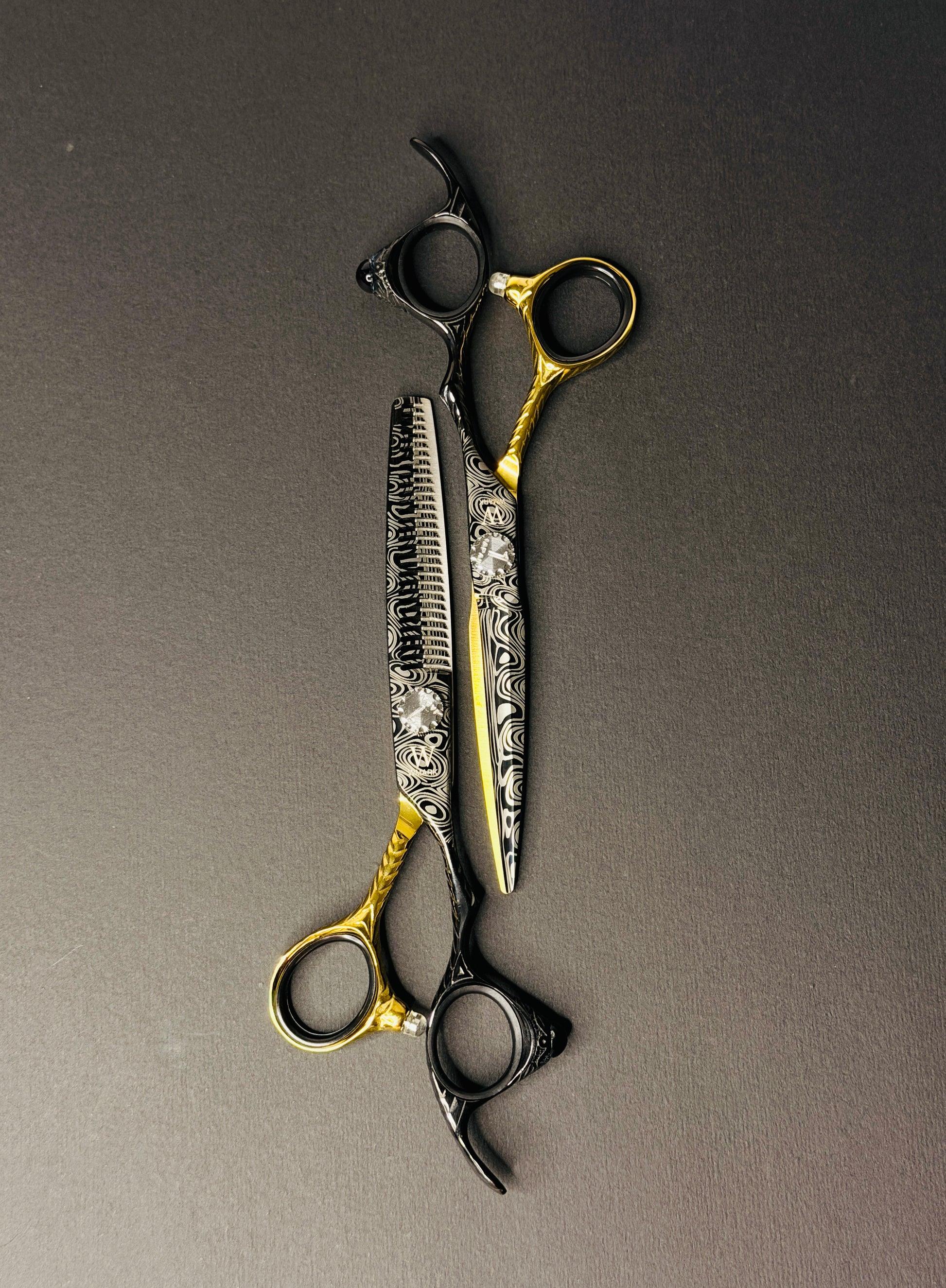 Set Tijeras WMARK D96-PS024 Black & Gold 6" Filo Navaja y Esculpidora - siemprecompra