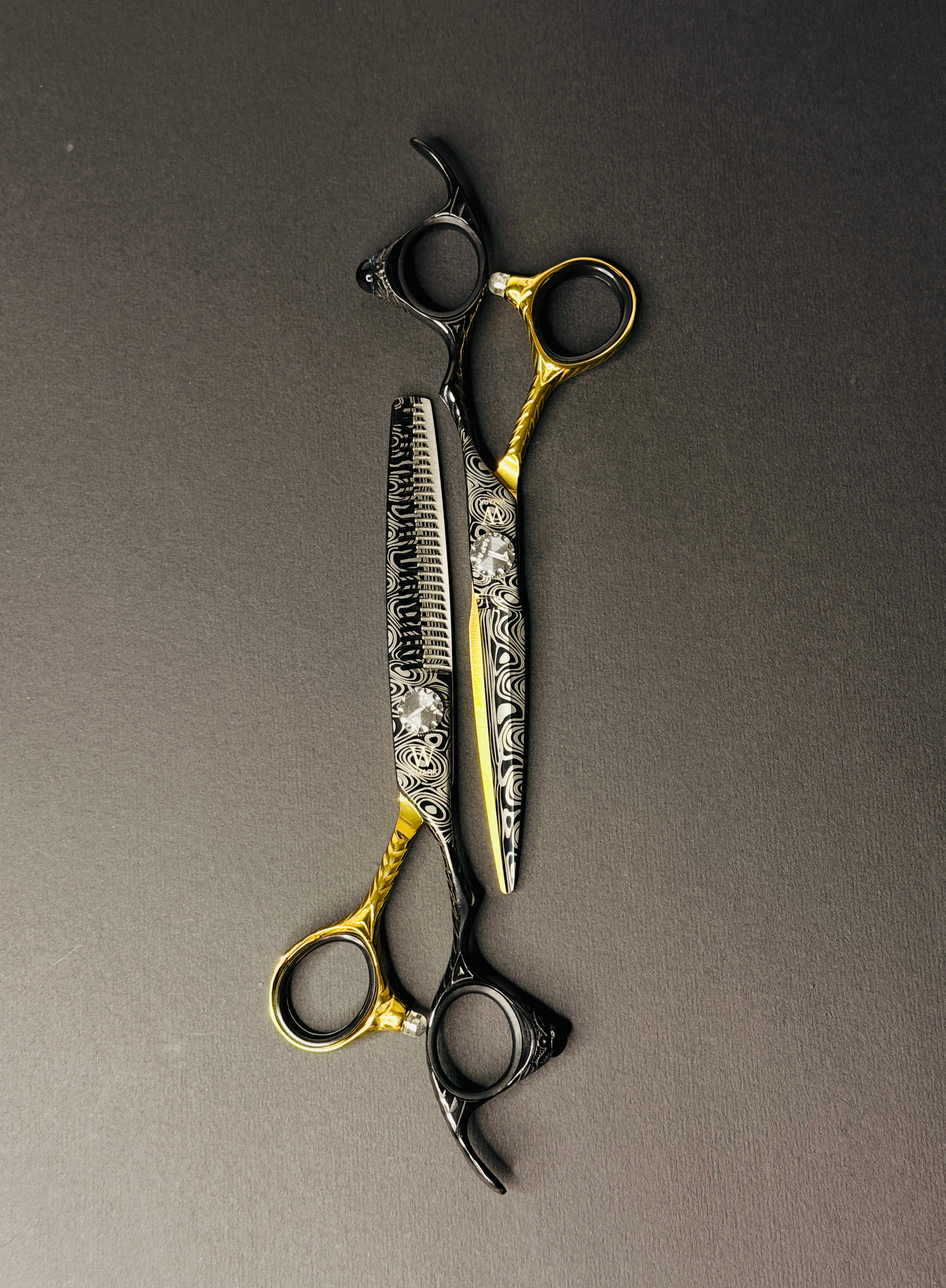 Set Tijeras WMARK D96-PS024 Black & Gold 6" Filo Navaja y Esculpidora - siemprecompra