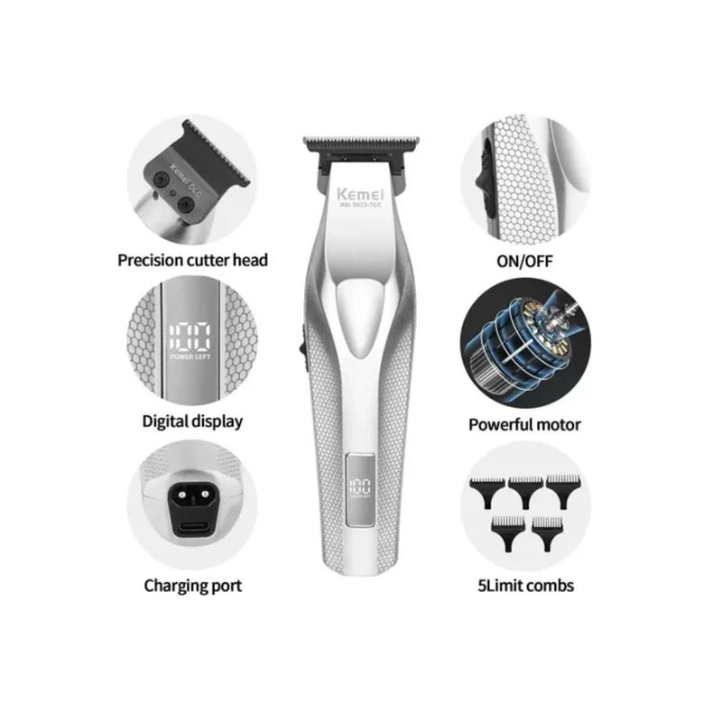 Trimmer Kemei KM-3023 Profesional Inalámbrica Cortadora de Pelo y Barba