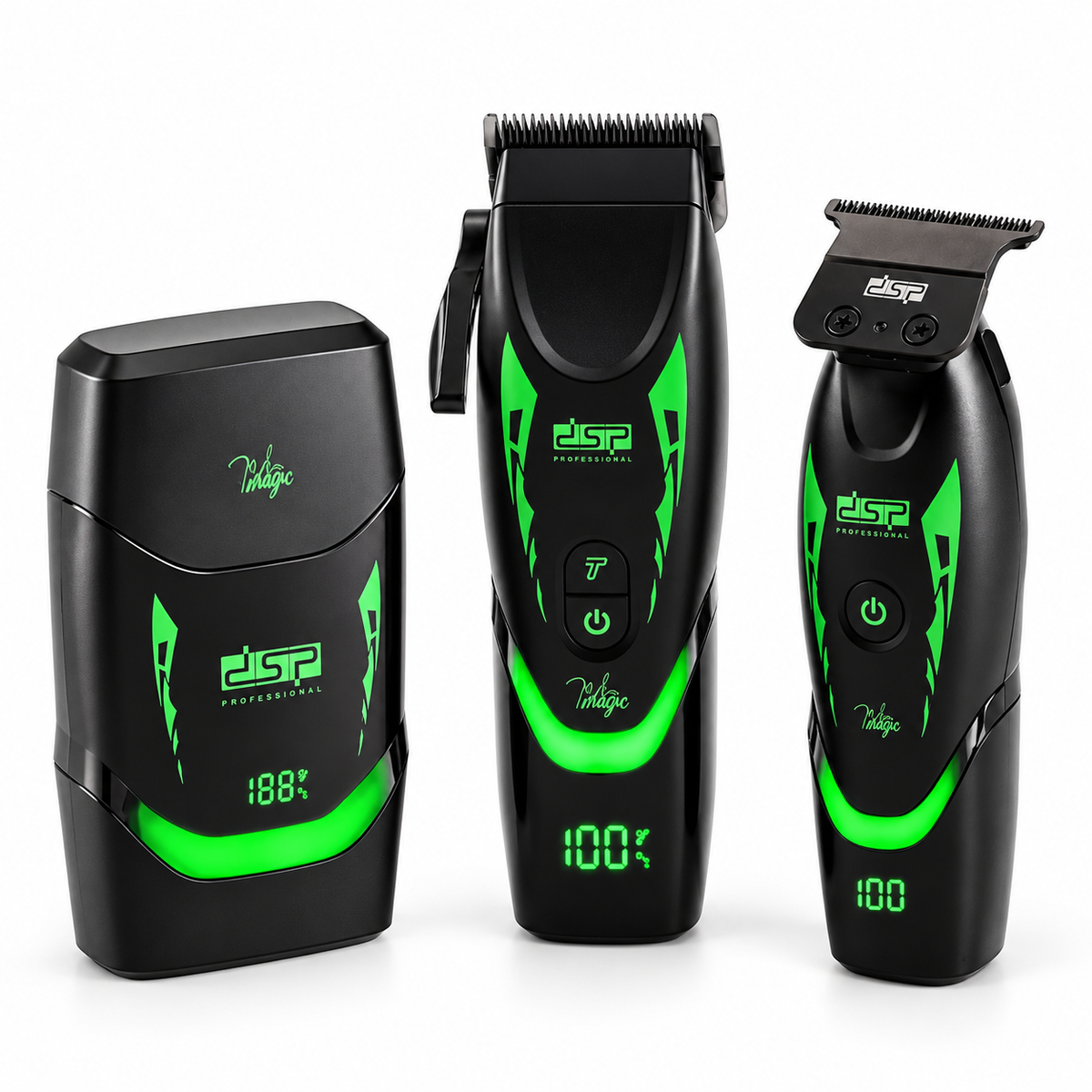 Kit de Barbería Profesional DSP 80230 3 en 1 con Cortapelo, Patillera y Afeitadora Negro - siemprecompra