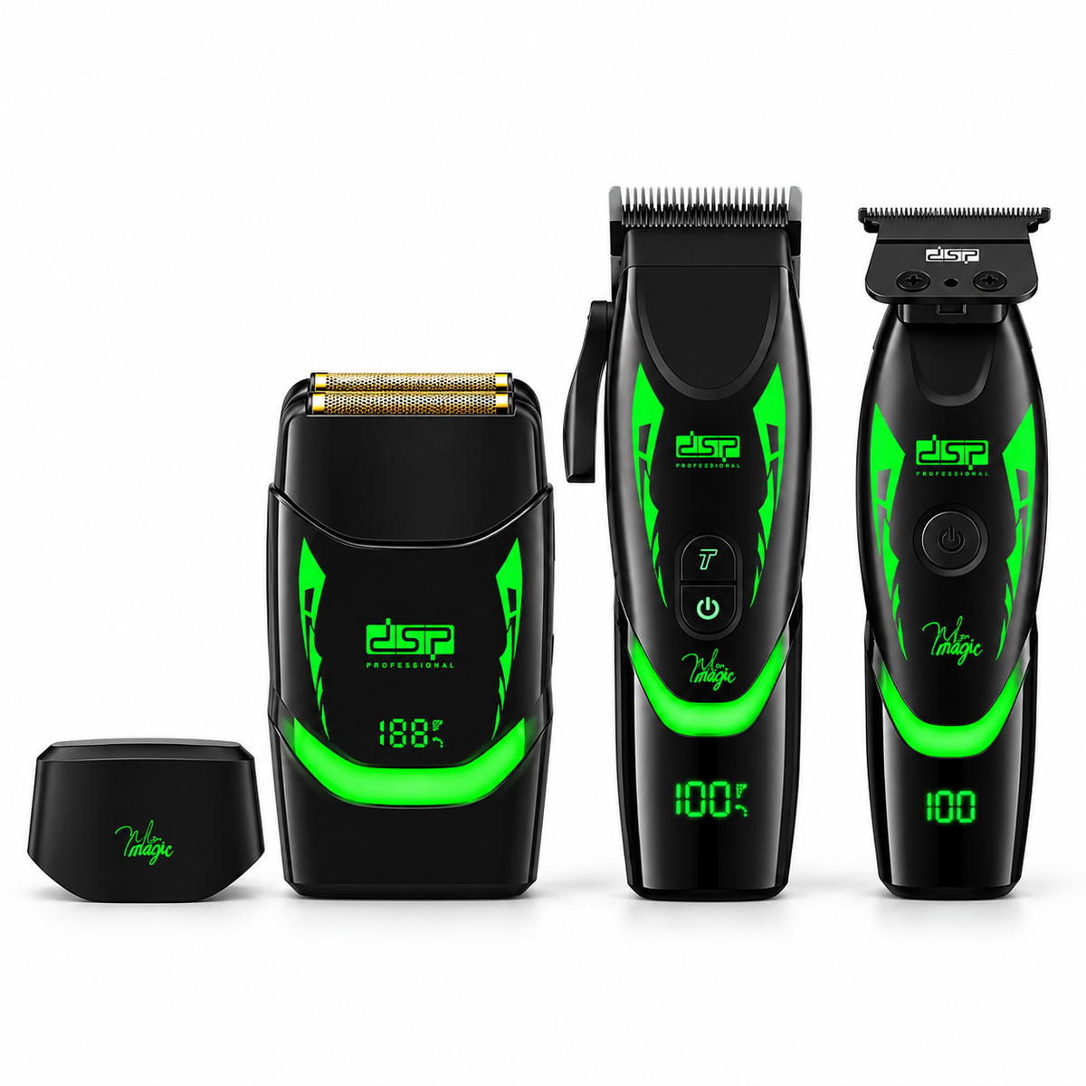 Kit de Barbería Profesional DSP 80230 3 en 1 con Cortapelo, Patillera y Afeitadora Negro - siemprecompra