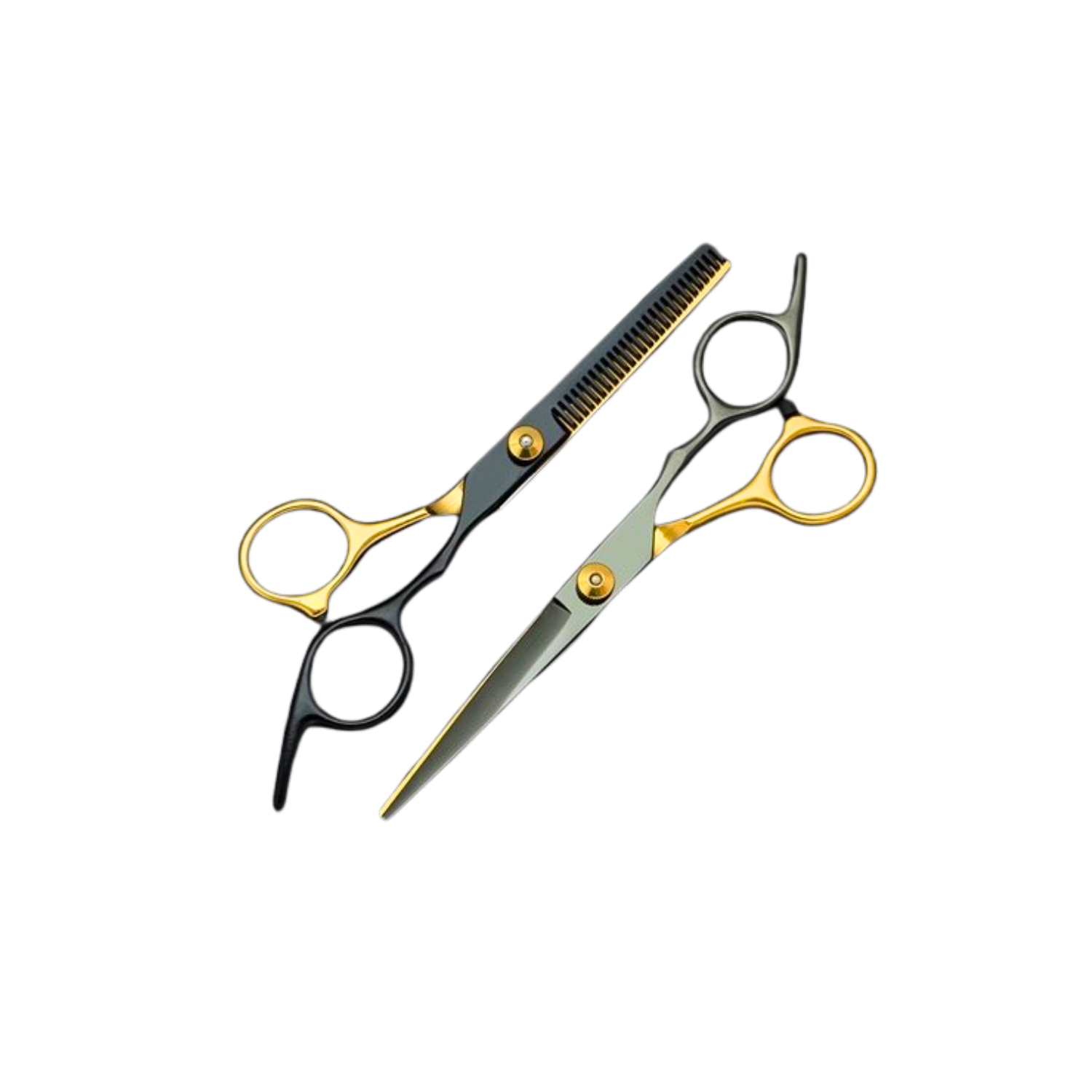 Set Tijeras Peluquería Para Corte De Cabello 6'' Gold/Negro - siemprecompra