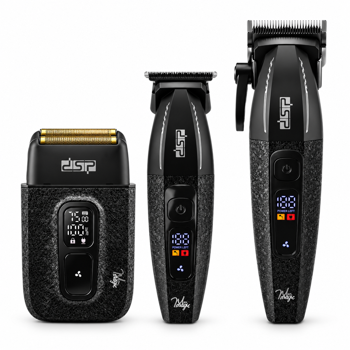 Kit Barbería Profesional DSP 80221 3 en 1 Cortadora, Patillera y Afeitadora Negro