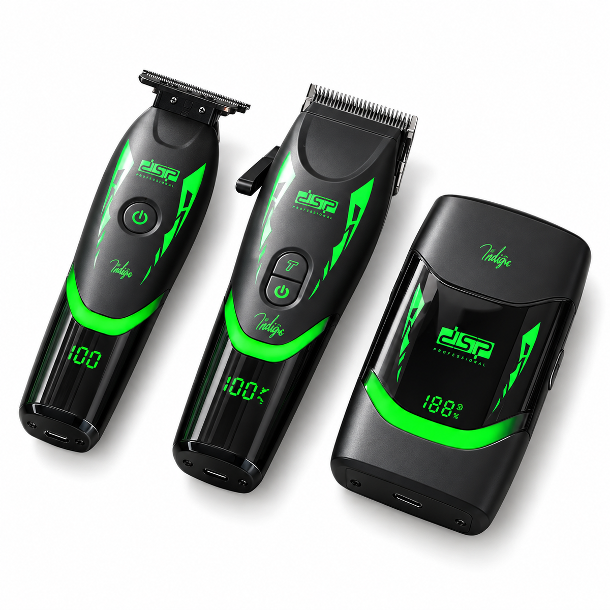 Kit de Barbería Profesional DSP 80230 3 en 1 con Cortapelo, Patillera y Afeitadora Negro