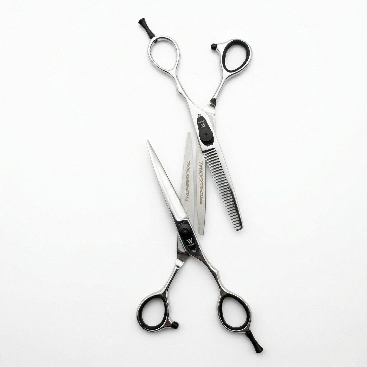 Set Tijeras Profesional WMARK D78-PS069: Filo Navaja y Esculpidora 6" -Silver - siemprecompra
