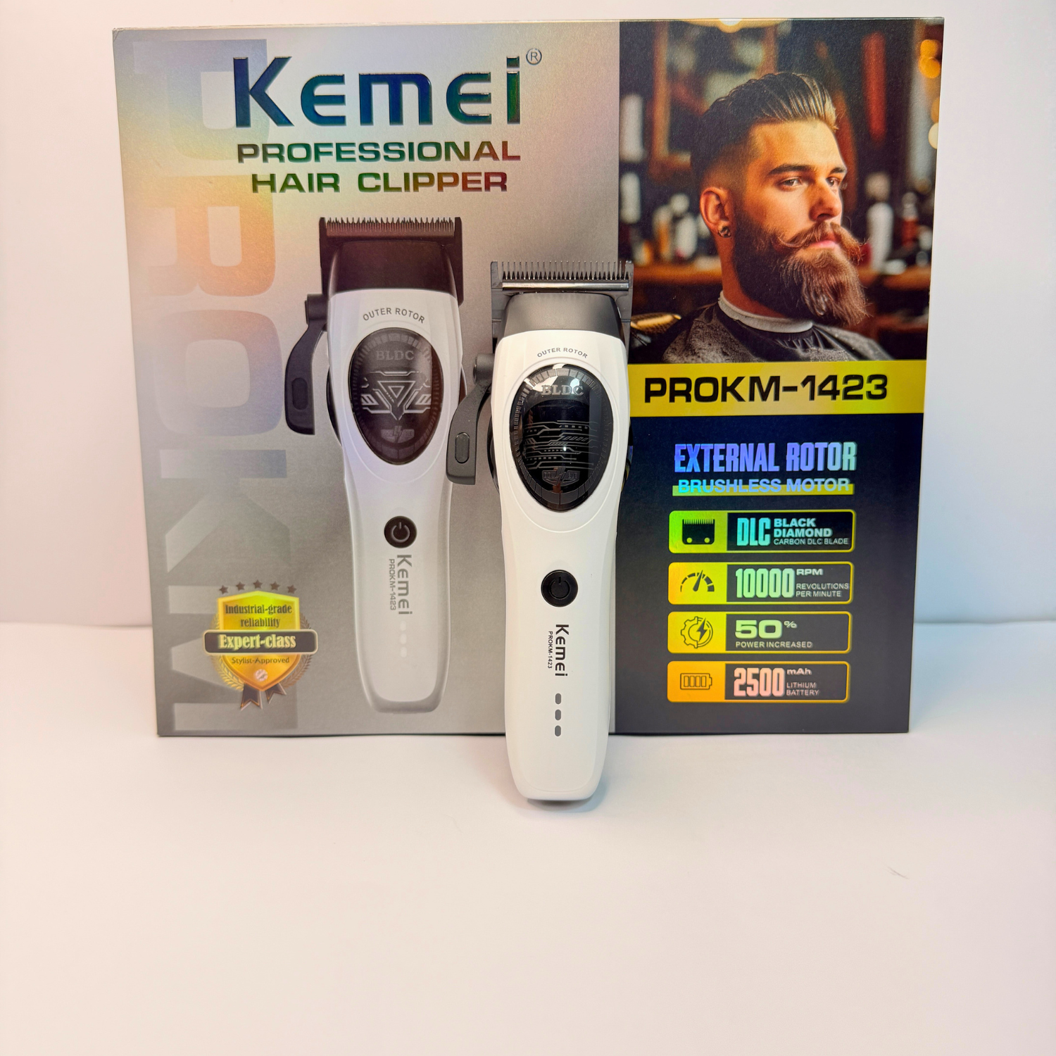 Máquina Cortadora Profesional Kemei KM-1423 Blanco 10000 RPM - siemprecompra