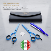 Kit Tijeras Peluquería Henbor 6 Microdentada Y Esculpidora Con Estuche