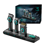 Barber Combo VGR Cortapelo, Patillera Y Afeitadora Stepless 3 Negro