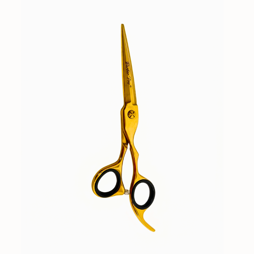 Tijera Profesional Peluquería BARBER PRO 6.5" Filo Navaja Dorado - siemprecompra