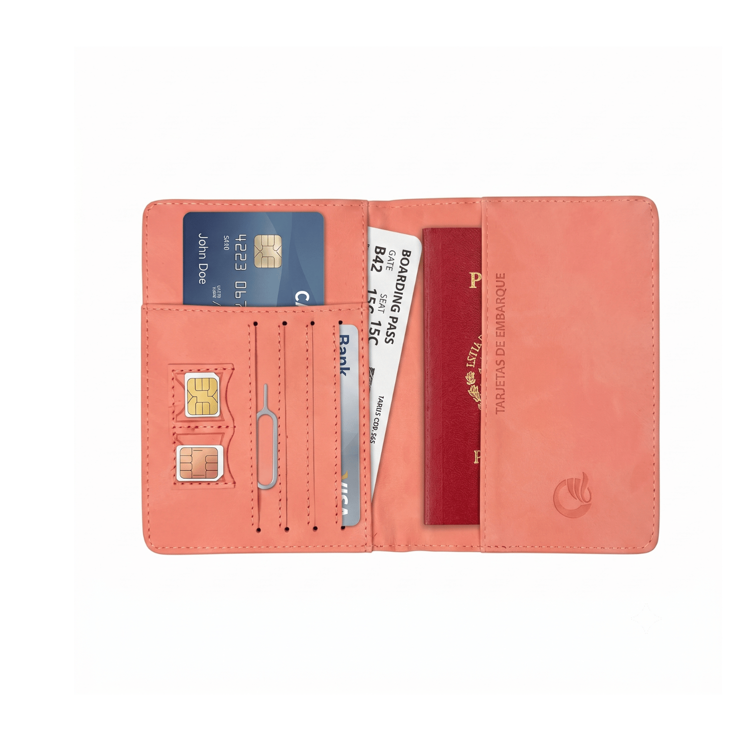 Porta Pasaporte Documentos Funda Protectora Viaje Con Rfid Rosa - siemprecompra