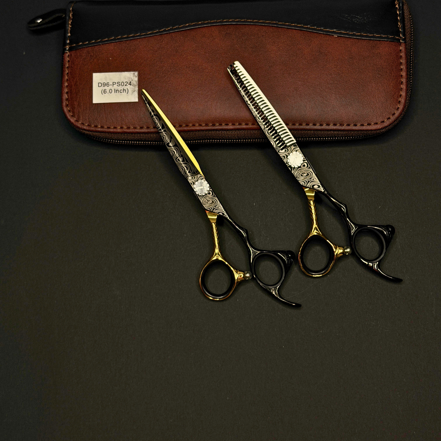 Set Tijeras WMARK D96-PS024 Black & Gold 6" Filo Navaja y Esculpidora - siemprecompra