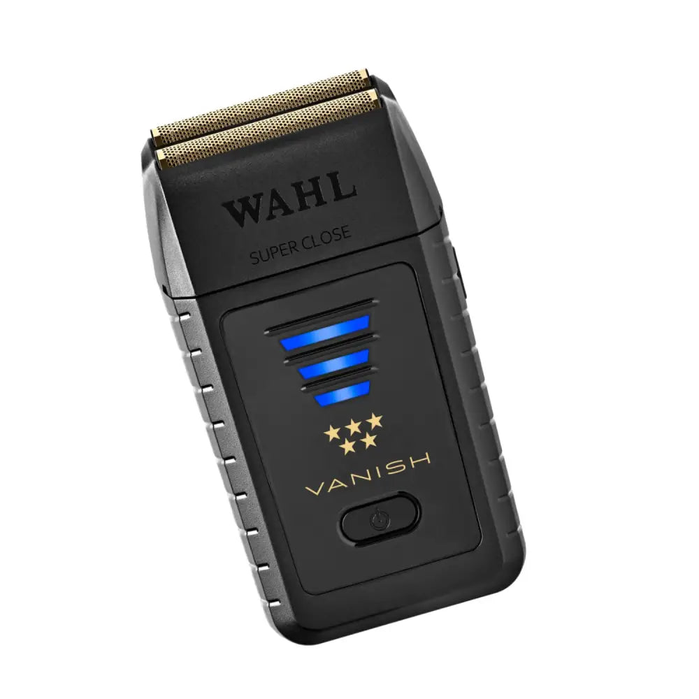 Afeitadora Vanish 5 Star Series Wahl Color Negro con indicadores LED y cuchillas doradas