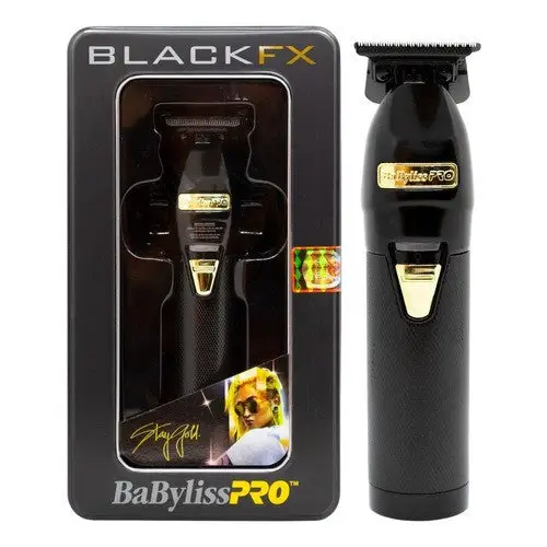 Cortapelos BlackFX Babyliss Pro con detalles en dorado y cuchilla en T