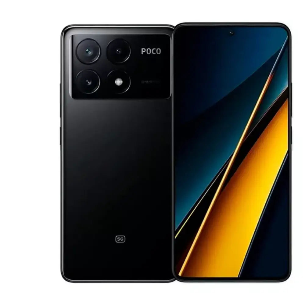 Celular Xiaomi Poco X6 5G en negro brillante con triple cámara y pantalla de 6,67 pulgadas