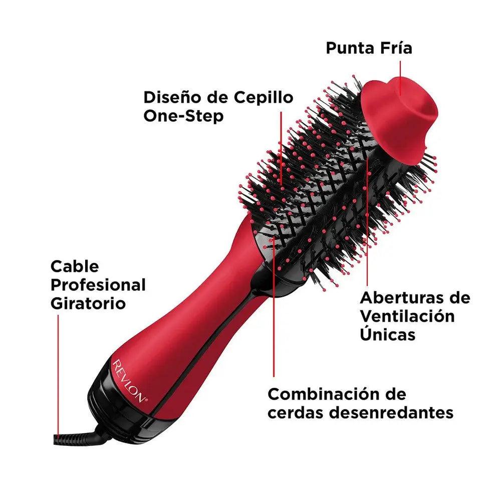 Cepillo Secador Revlon Rojo con agujeros de ventilación para pelo voluminizador anti frizz