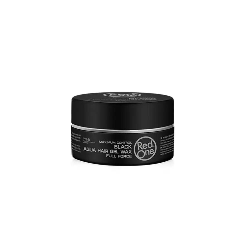 Contenedor de cera capilar Red One Aqua Hair Gel negro con banda plateada