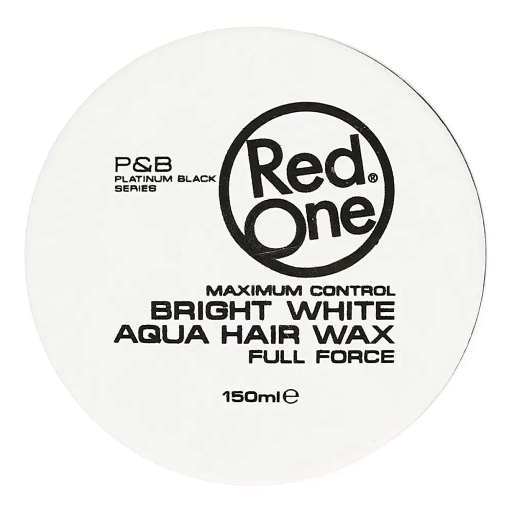 Contenedor de Cera Capilar Red One Aqua Hair Wax Bright White 150ml con texto negro