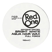 Contenedor de Cera Capilar Red One Aqua Hair Wax Bright White 150ml con diseño limpio